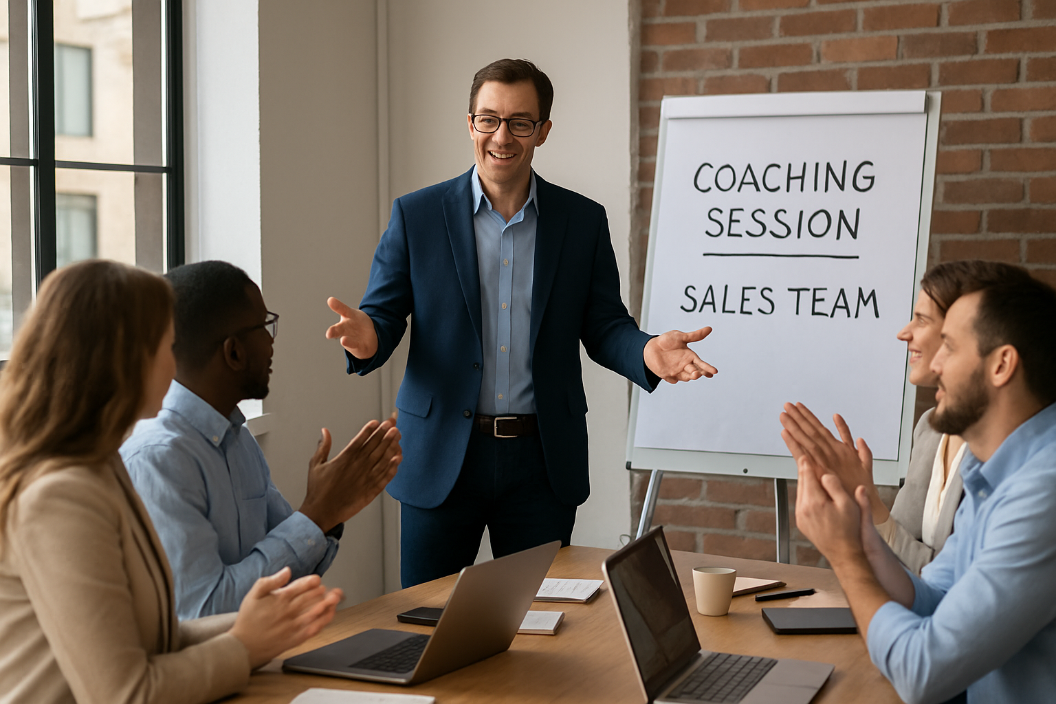 Coaching session with sales team members