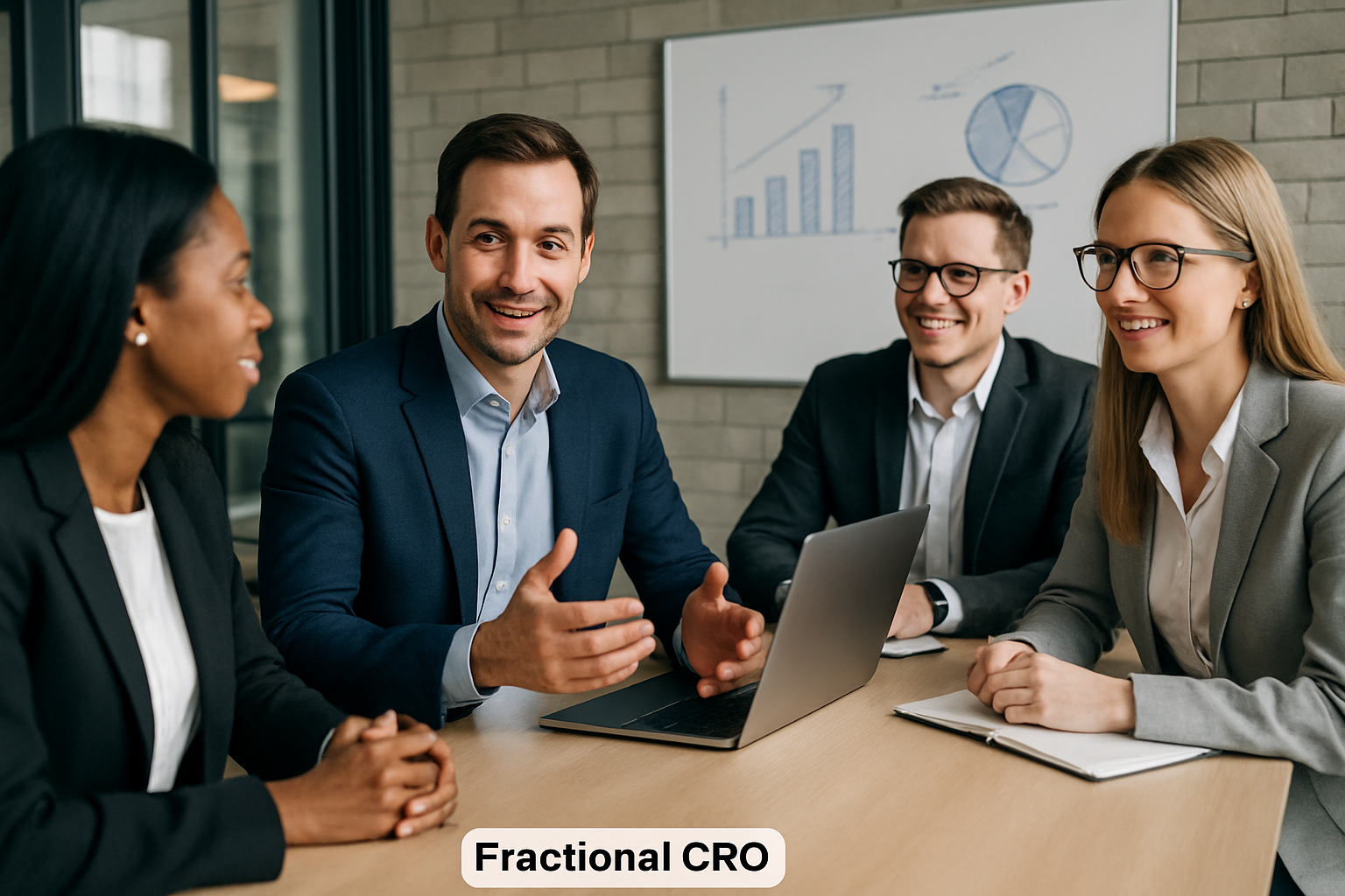 Fractional CRO collaborating with software company executives